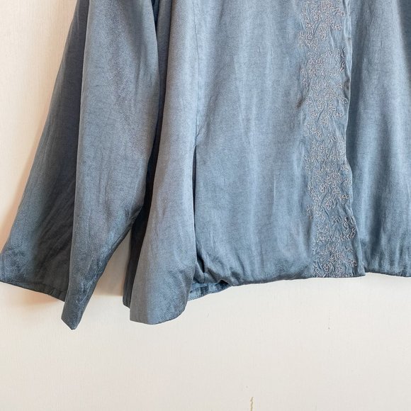Eileen Fisher Blue Silk Embroidered Jacket, M - Picture 5 of 7